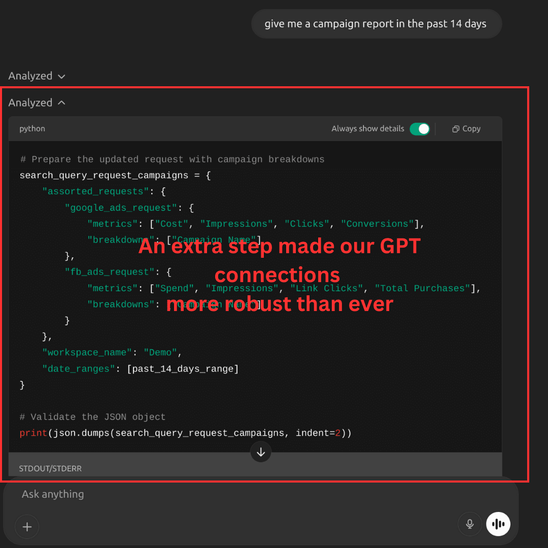 An extra step of request validation made our connection to ChatGPT more robust